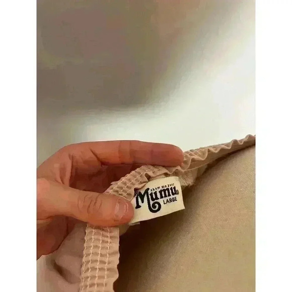 Show Me Your MuMu Hacienda Maxi Dress Off Shoulder Nude Chiffon Lined Size L - Picture 10 of 16